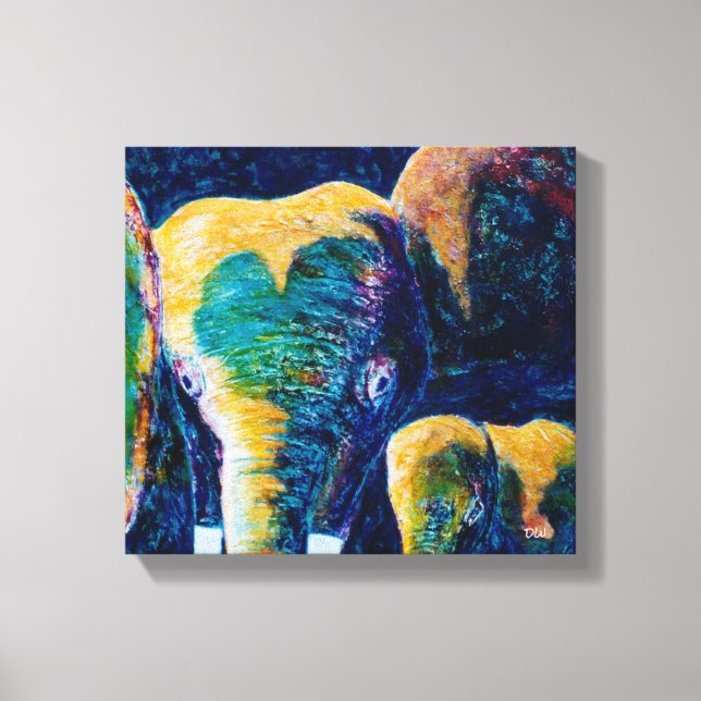 Toile Eléphants mère et enfant (Recto)