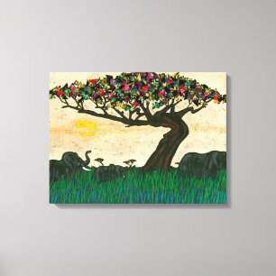 Toile Éléphants sur les avions d'Afrique