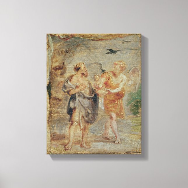 Toile Elijah reçoit du pain et de l'eau d'un ange (Recto)