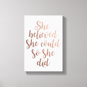 Toile "Elle a cru qu'elle pourrait ainsi elle a fait" or