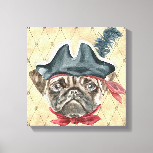 Toile emballée Blackface le Pug Pirate (Recto)