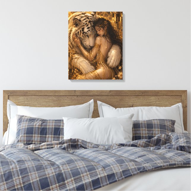 Toile Embrassade Fantastique du Tigre Blanc Doré (Insitu(Chambre))