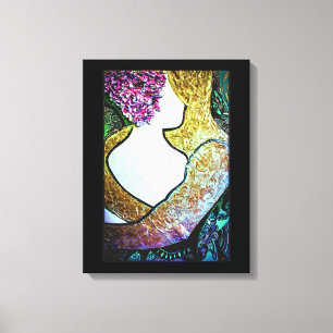 Toile Embrasser l'oeuvre de couple interracial étreindre