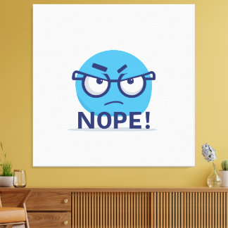 Toile Emoji Drôle Non Visage Bleu En Colère avec Lunette