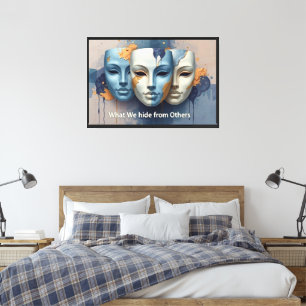 Toile Émotions cachées - Masque surréaliste contemporain