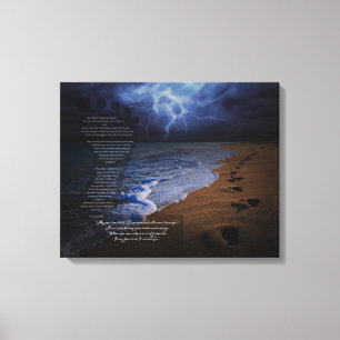 Toile Empreintes de pas dans le poème 20x16 de sable