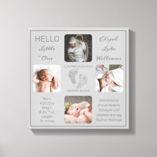 Toile Empreintes photos multiples Gris de naissance