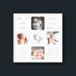 Toile Empreintes photos multiples photo garde-seins Canv<br><div class="desc">Créez un saké de naissance qui est aussi unique que votre précieux enfant avec ce design photo "Hello Little One" quatre avec le nom de votre bébé, les statistiques de naissance, les noms des parents et des frères et soeurs. Au centre, vous trouverez deux lignes modèles pour votre message personnel...</div>