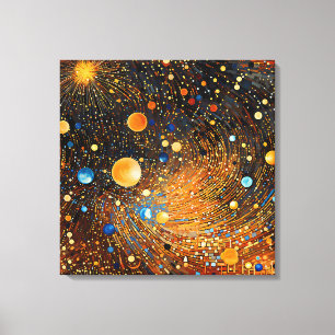 Toile en galaxie d'or céleste