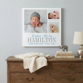 Toile encadrée avec collage de photos de bébé pers