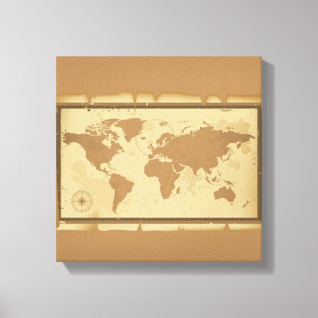 Toile encadrée de carte de l'ancien monde (Recto)