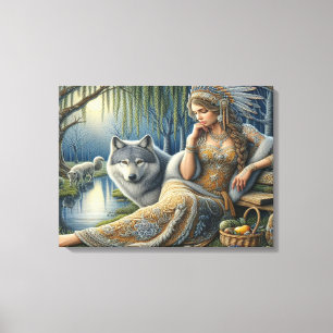 Toile Enchantement au clair de lune dans la forêt mystiq