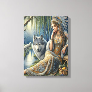 Toile Enchantement Lune dans la Forêt Mystique12x16