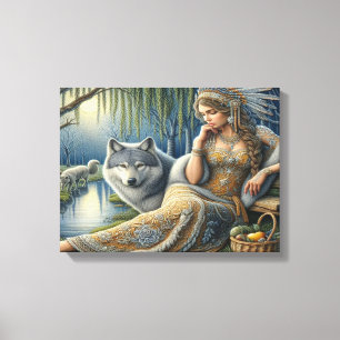 Toile Enchantement Lune dans la Forêt Mystique16x12