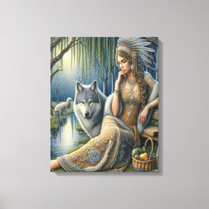 Toile Enchantement Lune dans la Forêt Mystique16x20