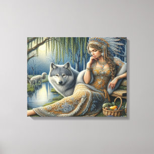 Toile Enchantement Lune dans la Forêt Mystique20x16