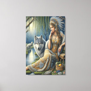 Toile Enchantement Lune dans la Forêt Mystique 24x36