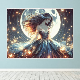 Toile Enchanteresse Papillon au Clair de Lune Fantastiqu