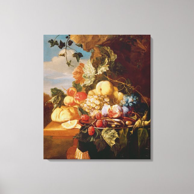 Toile Encore la vie avec des fruits et des fleurs (Recto)