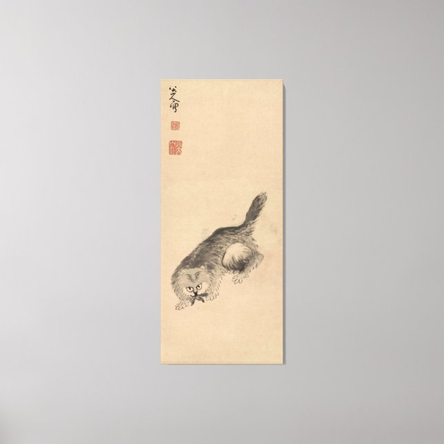 Toile Encre chinoise et lave la peinture chat et papillo (Recto)