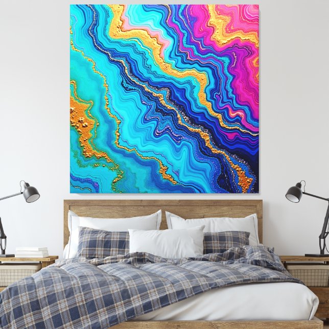 Toile Énergie mystique sarcelle et or (Insitu(Chambre))