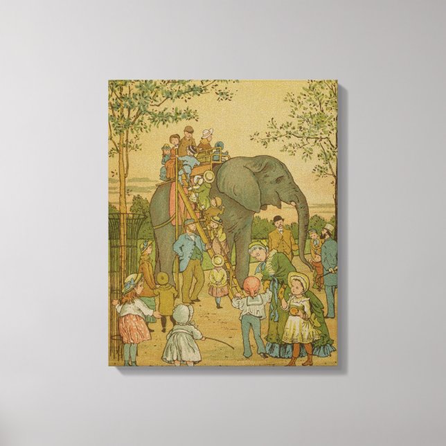 Toile Enfants à cheval sur l'éléphant (litho) (Recto)