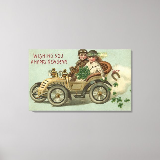Toile Enfants dans une voiture avec Shamrocks (Recto)