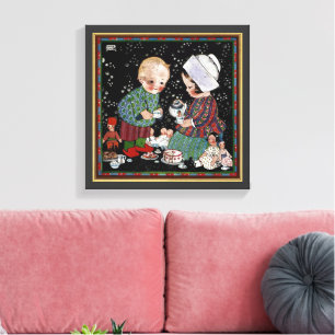 Toile Enfants d'époque ayant une fausse partie de thé