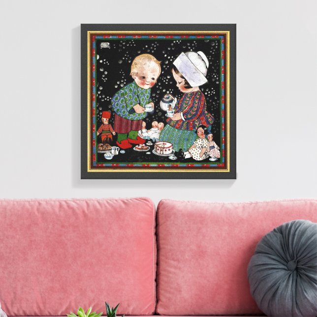 Toile Enfants d'époque ayant une fausse partie de thé (Insitu(Salon))