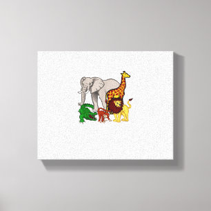 Toile Enfants Éléphant  Girafe Garçons Filles Lion Zoo A