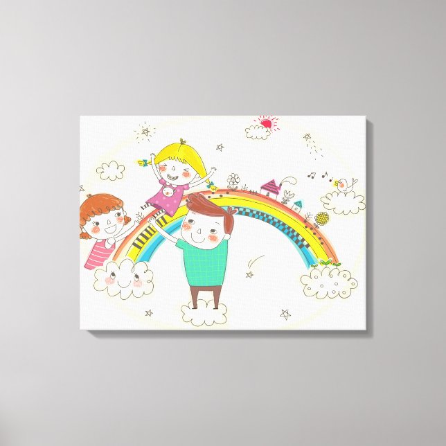 Toile Enfants jouant à l'arc-en-ciel (Recto)
