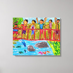 Toile enfants jouant au dessin