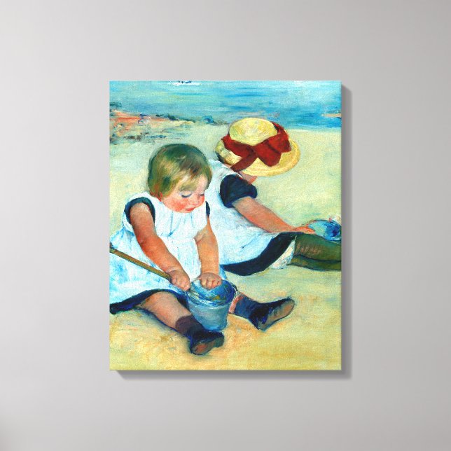 Toile Enfants jouant sur la plage par Mary Cassatt (Recto)