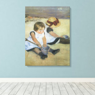 Toile Enfants jouant sur la plage par Mary Cassatt