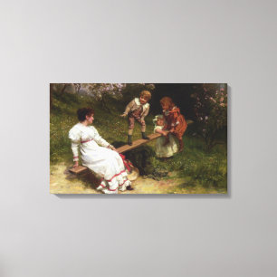 Toile Enfants jouant sur une balançoire (par Frederick M