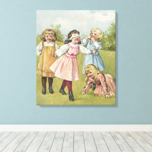 Toile Enfants victoriens vintage jouent au colin-maillar