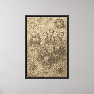 Toile Engraving Ancienne Carte Mer