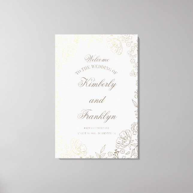 Toile Énorme Affiche de bienvenue Mariage Florale (Recto)