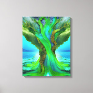 Toile Enraciné dans Love Tree Christian Art Neon Green G