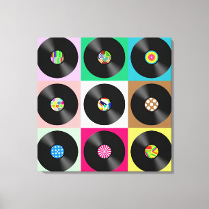 TOILE ENREGISTREMENTS VINYLES POP ART STRETCHÉ CANVAS AR