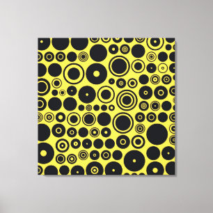 Toile enrobée de cercles rétro jaunes et noirs