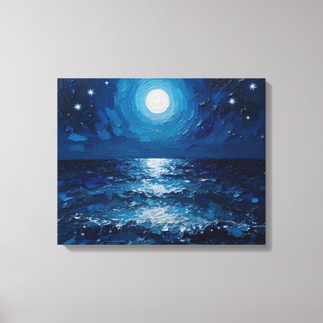 Toile enrobée Nuit Océanique Lune | Côtière (Recto)
