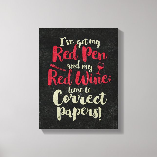 Toile Enseignant Rouge Stylo Rouge Vin (Recto)