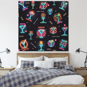 Toile Enseigne au néon Espace Âge Martini Atomique Cockt