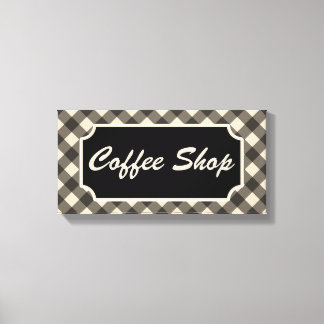 Toile Enseigne de café-restaurant à carreaux noirs