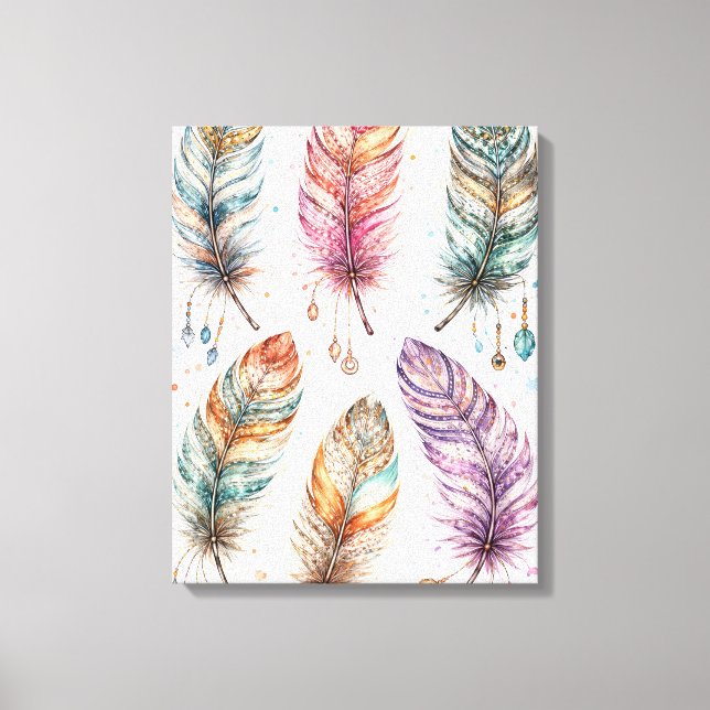 Toile Ensemble de cliparts de plumes bohèmes éthérées (Recto)