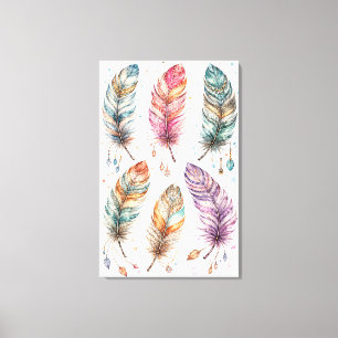 Toile Ensemble de cliparts de plumes bohèmes éthérées