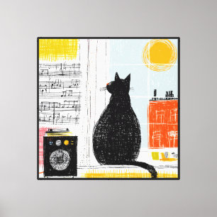 Toile Ensemble de salle de séjour Vinyl Black Cat High R