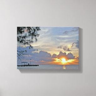 TOILE ENVELOPPÉE DE LUSTRE, "COUCHER DU SOLEIL AU