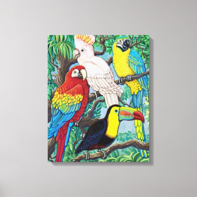 Toile enveloppée d'oiseaux tropicaux (Recto)